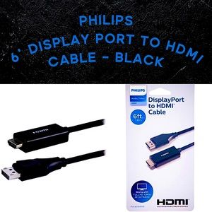 NEW - Philips 6ft DisplayPort to HDMI TV Cable - Black